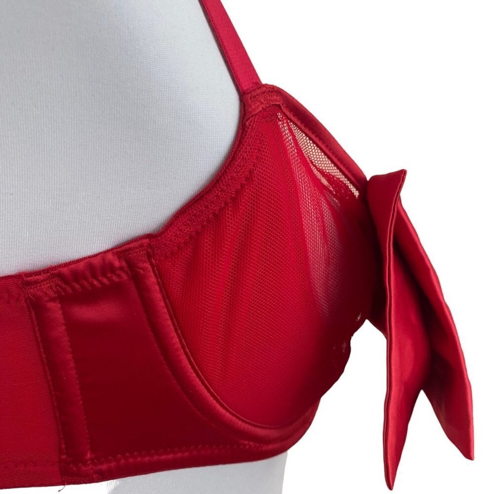 Victoria's Secret Dream Angels Red Satin Bow Bling Sling Push Up Bra - Picture 4 of 12